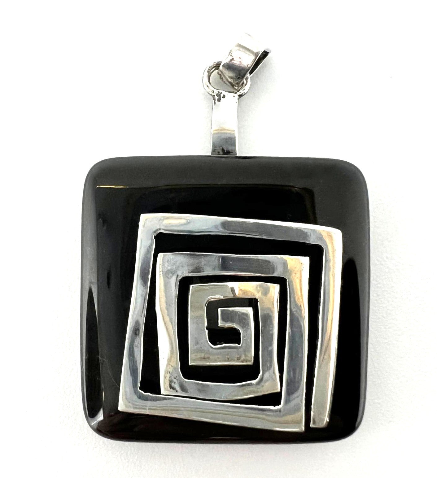 Onyx Anhänger 925 Silber quadratisch