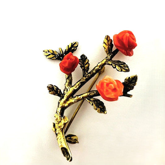 Vintage Korallenbrosche aus 800 Silber 