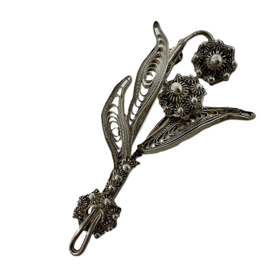 Antike Silber Filigran Blumenbrosche