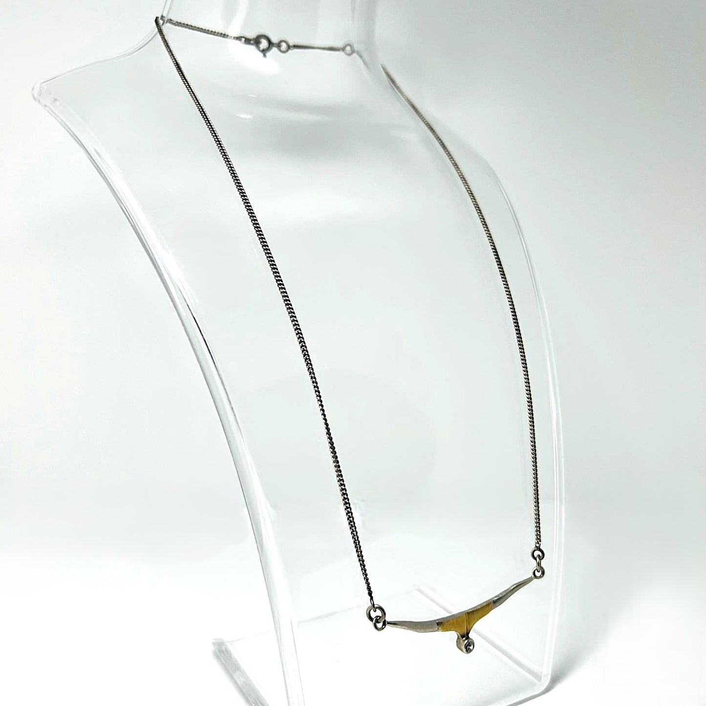 Minimalistische 925 Silber Kette bicolor