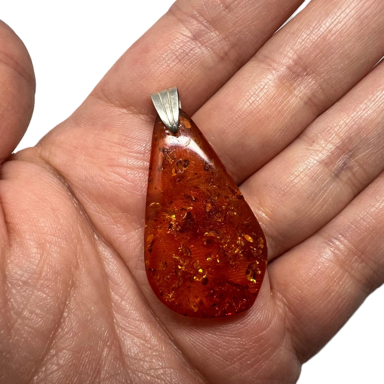 Vintage 925er Silber Bernsteinanhänger 