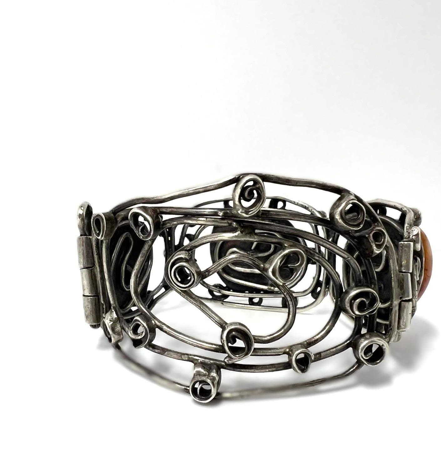 Antiker Bernstein Armreif 875 Silber Jugendstil