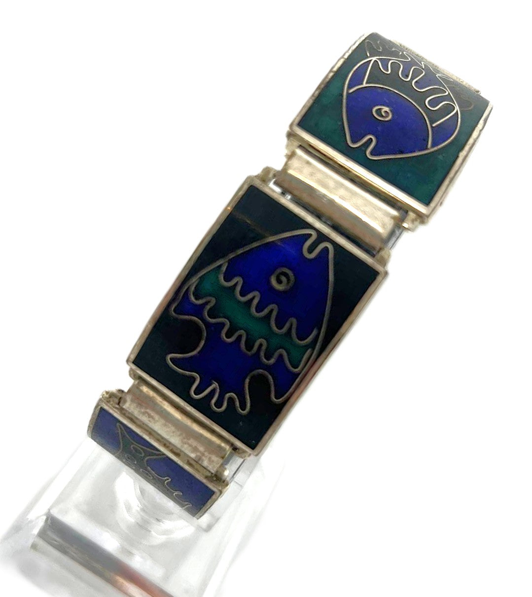 Emaille Armband Silber Fisch Design 