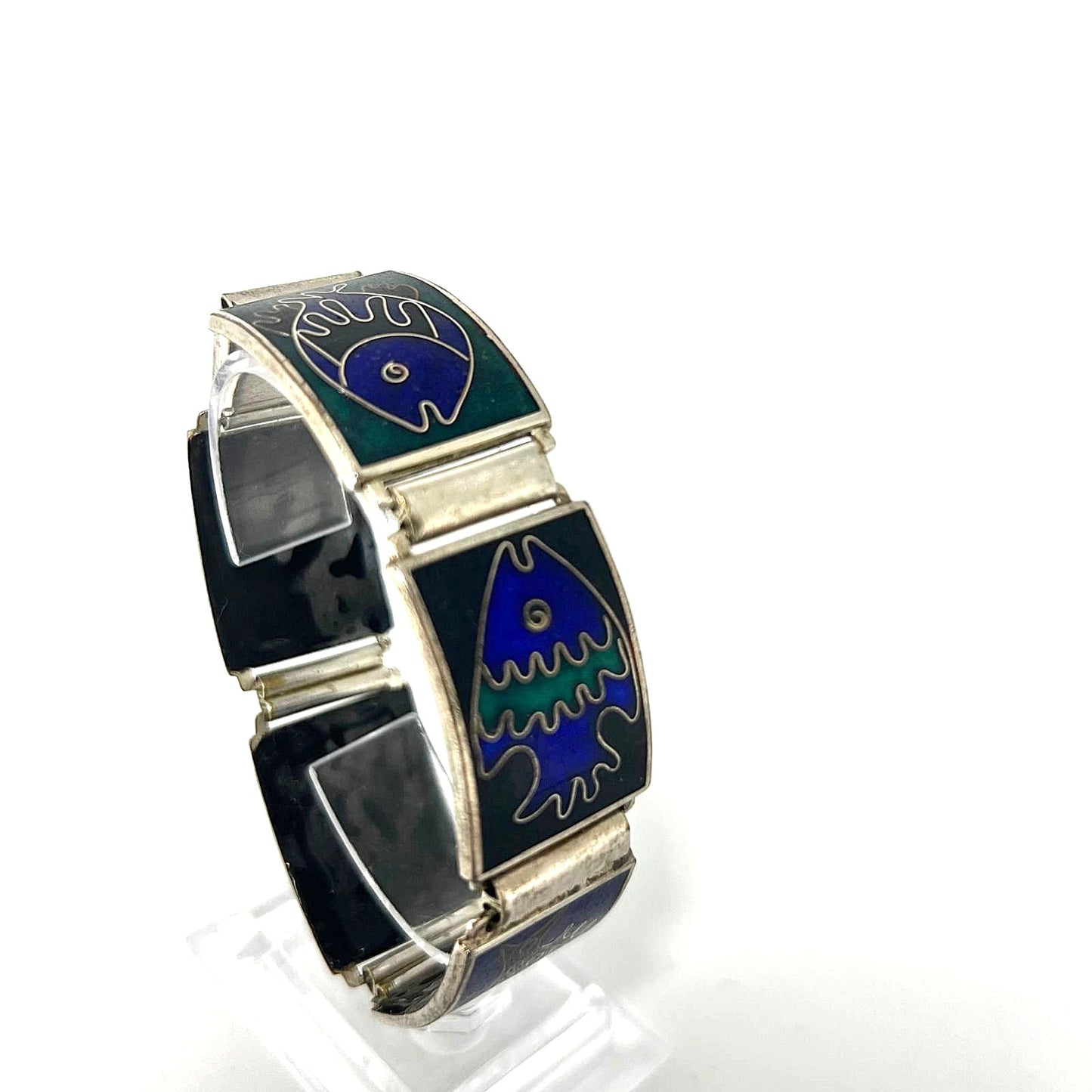 Emaille Armband Silber Fisch Design 