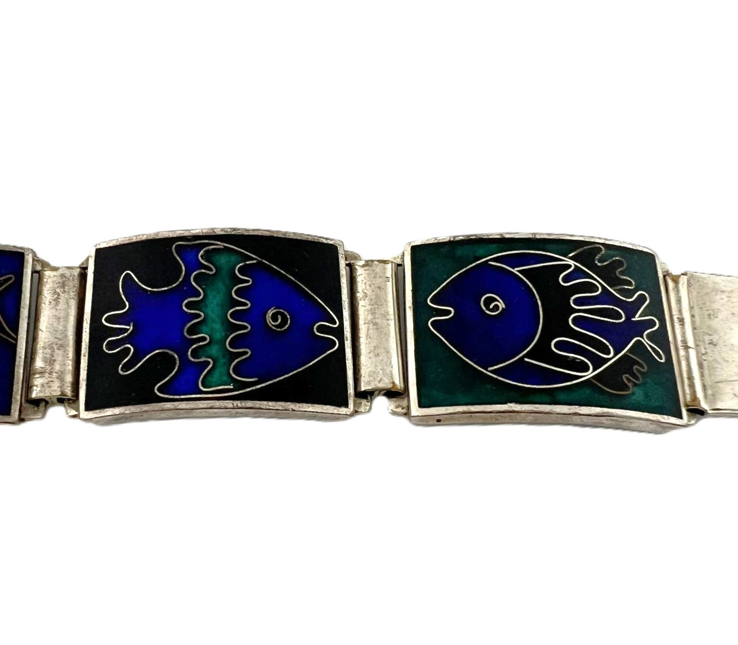 Emaille Armband Silber Fisch Design 