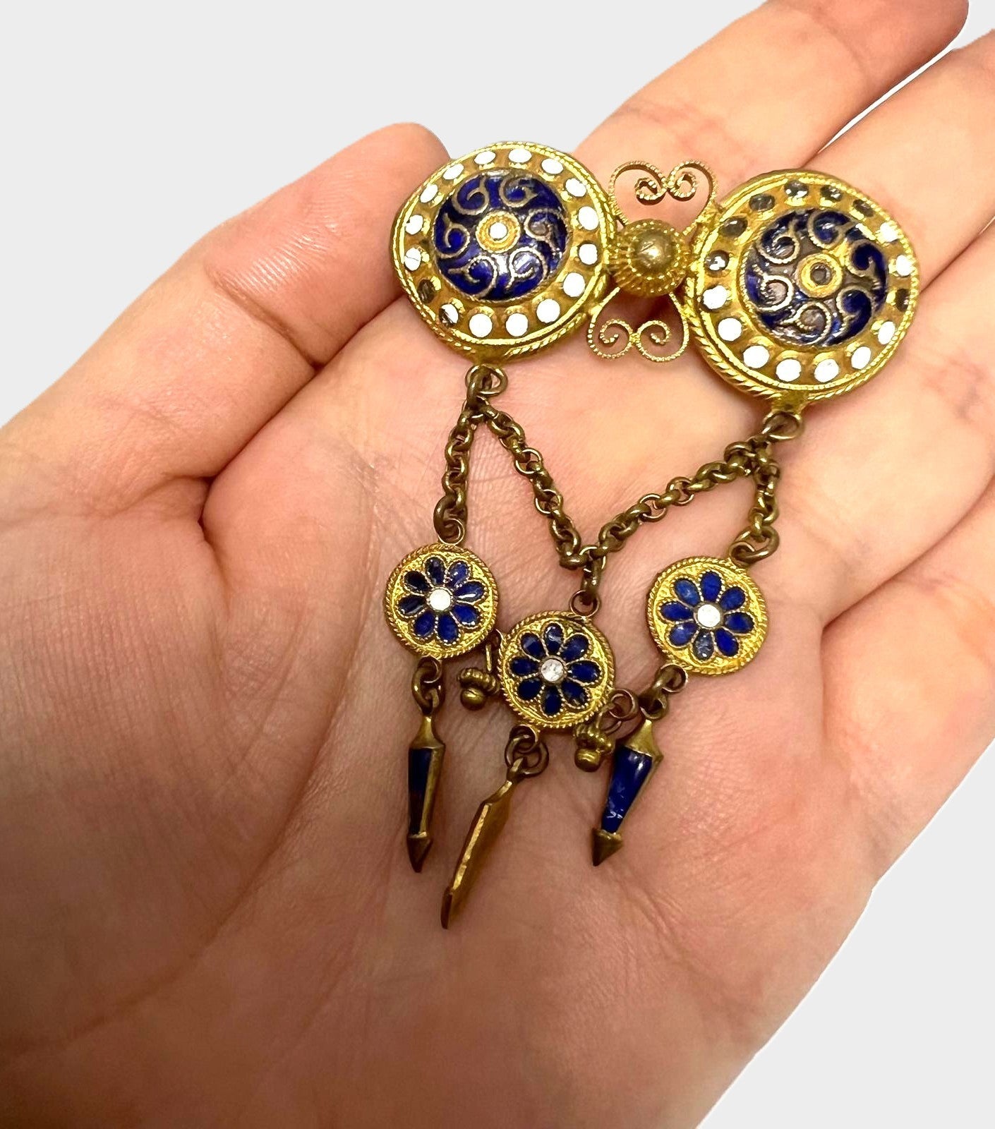Antike Jugendstil Emaille Brosche