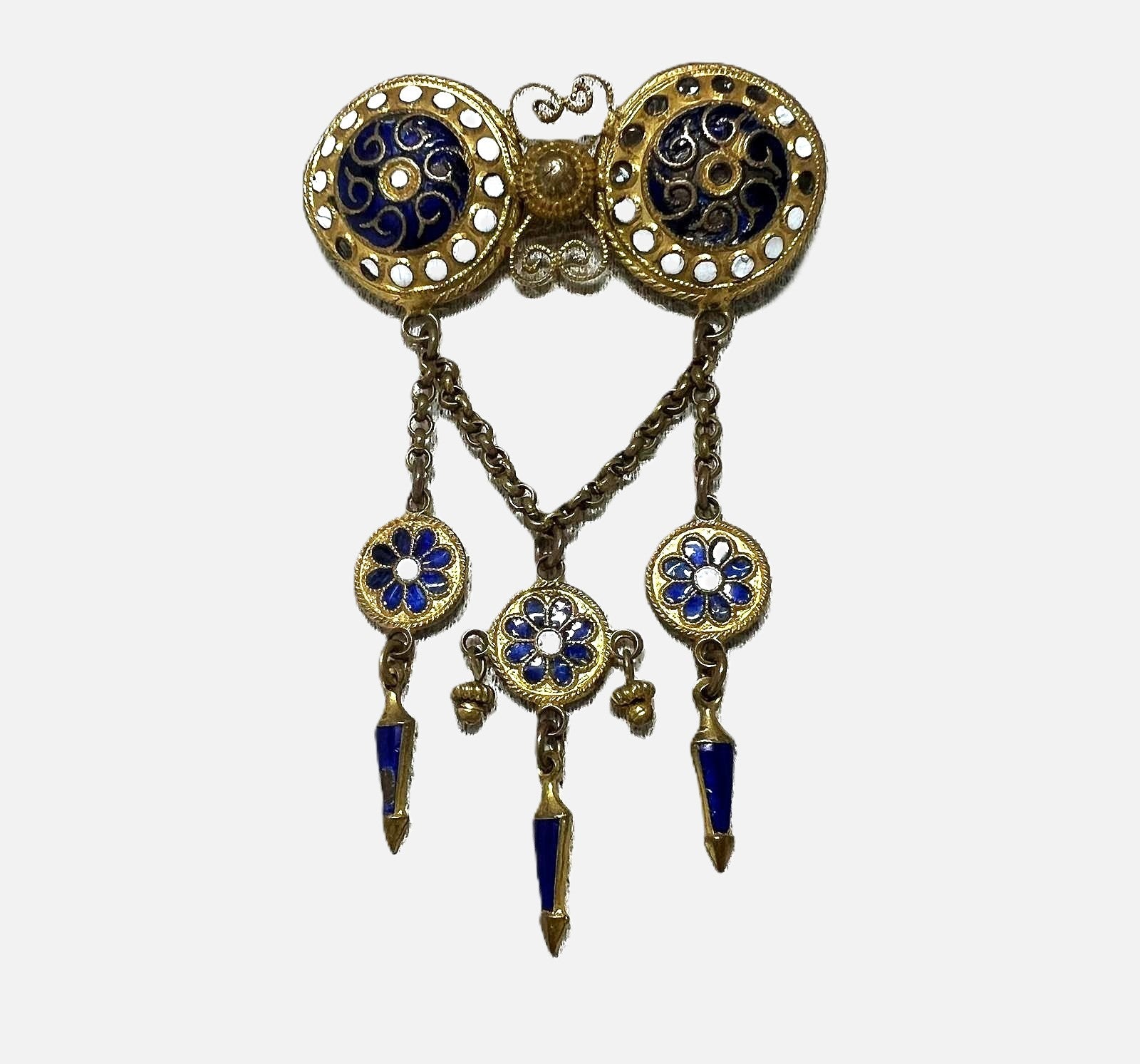 Antike Jugendstil Emaille Brosche