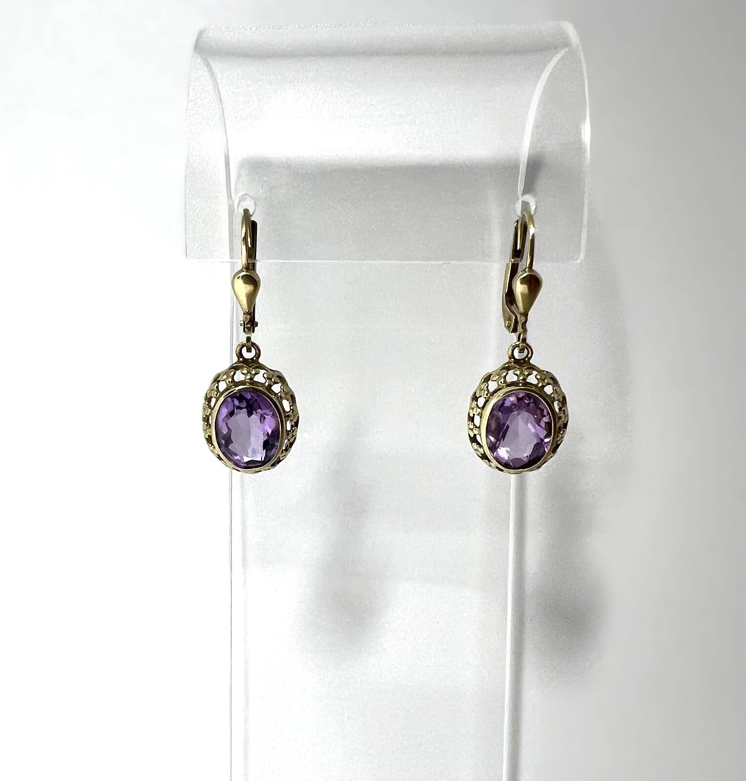 Art Deco Amethyst Hängeohrringe 333 Gold