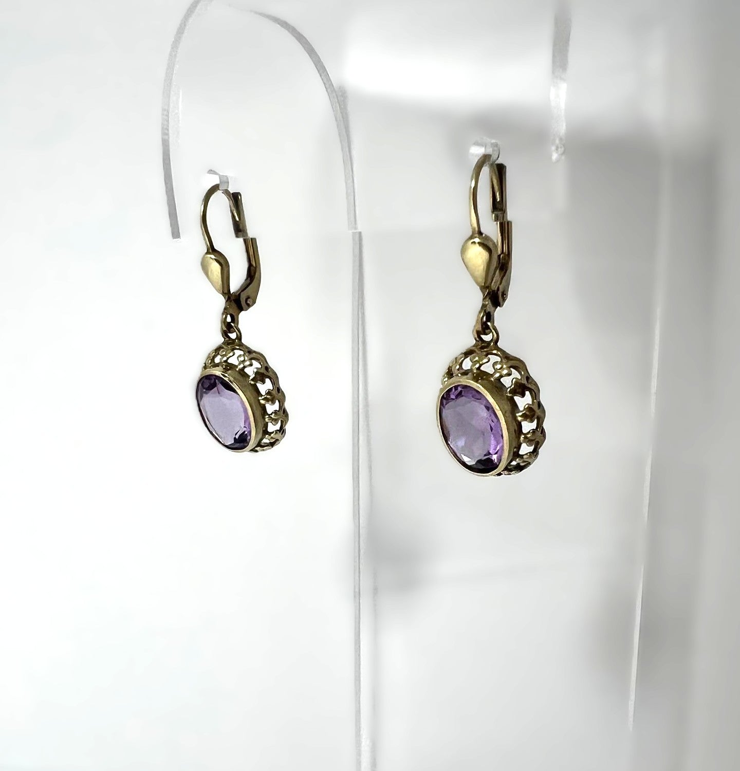 Art Deco Amethyst Hängeohrringe 333 Gold