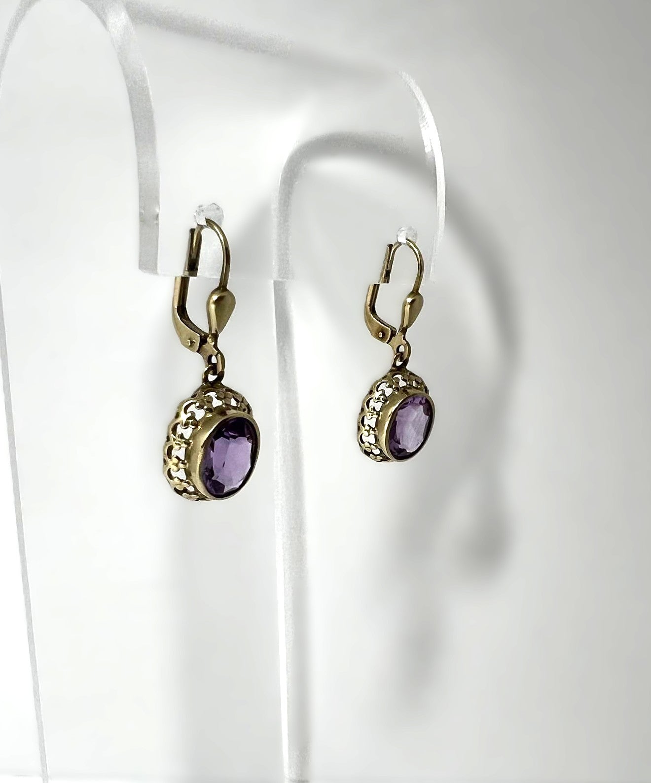 Art Deco Amethyst Hängeohrringe 333 Gold