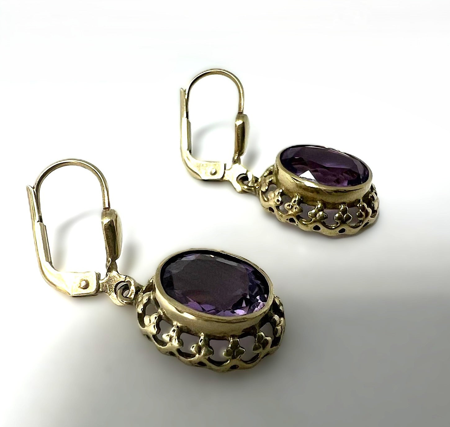 Art Deco Amethyst Hängeohrringe 333 Gold