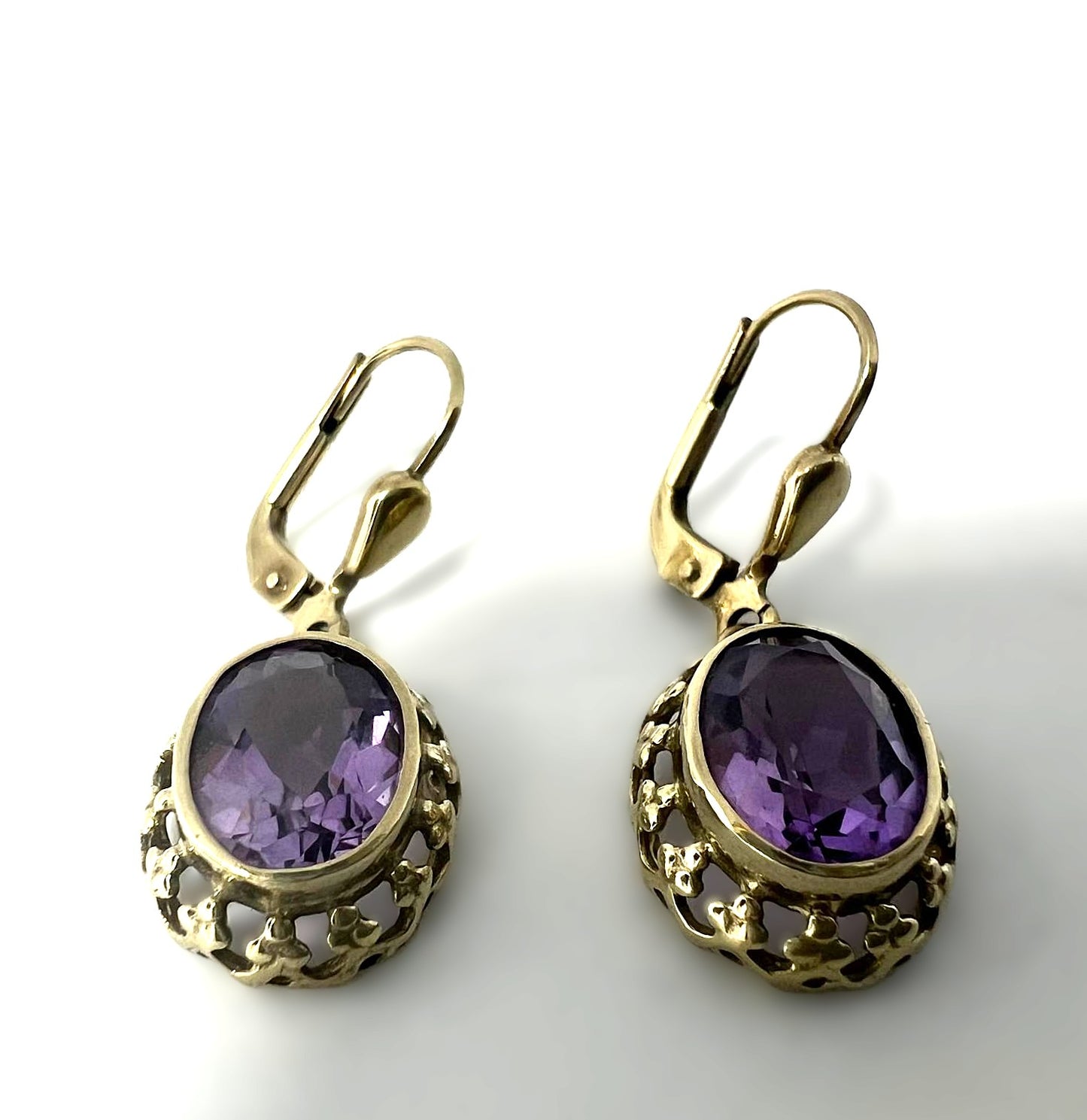 Art Deco Amethyst Hängeohrringe 333 Gold