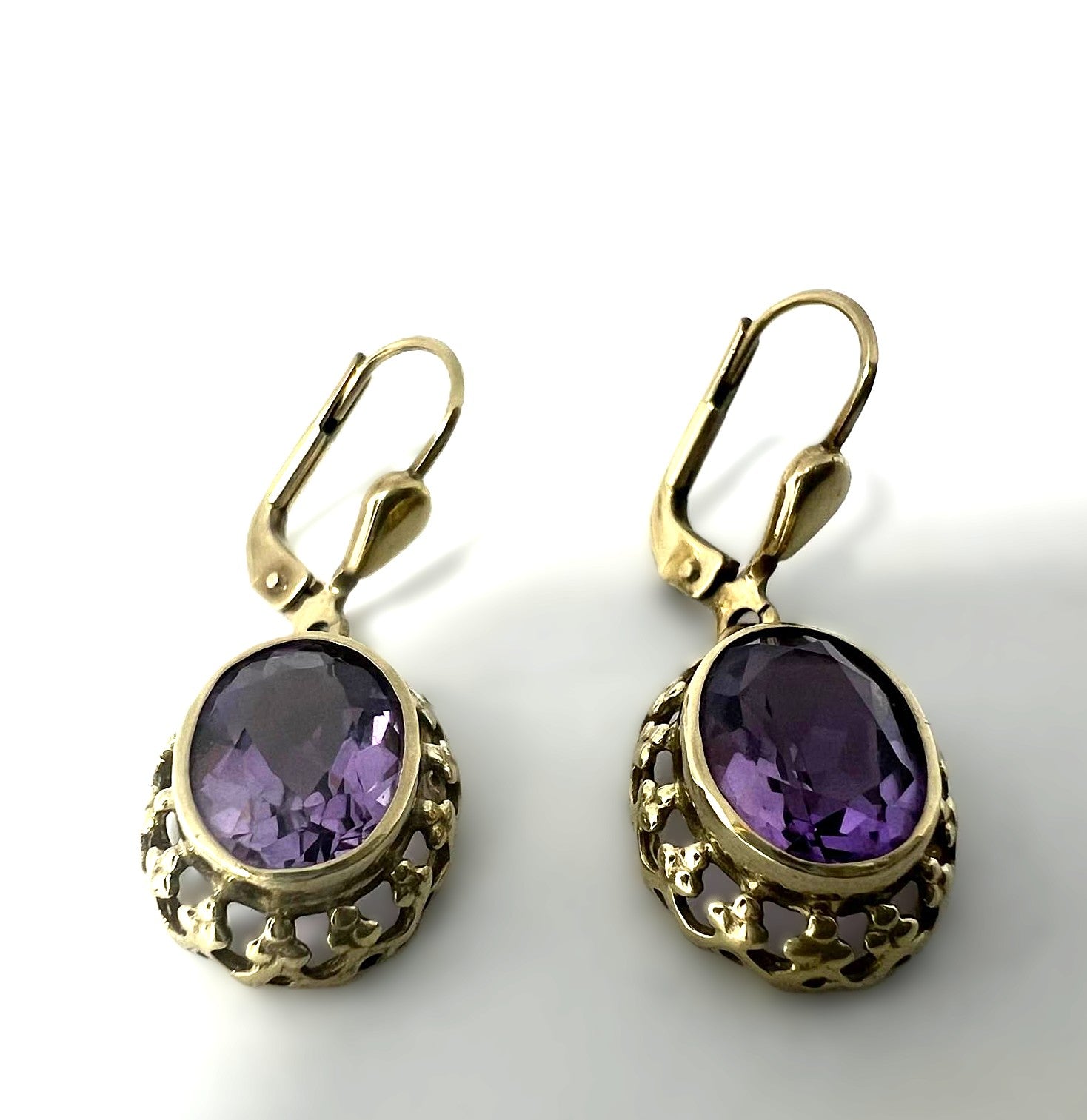 Art Deco Amethyst Hängeohrringe 333 Gold