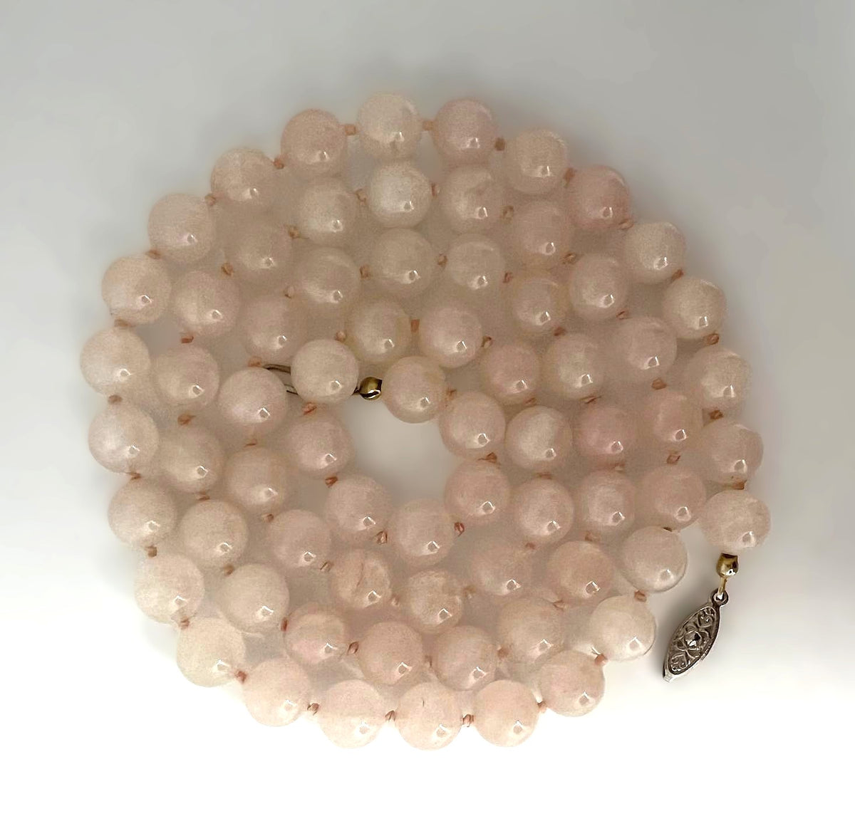 Art Deco Rosenquarz Opernkette 