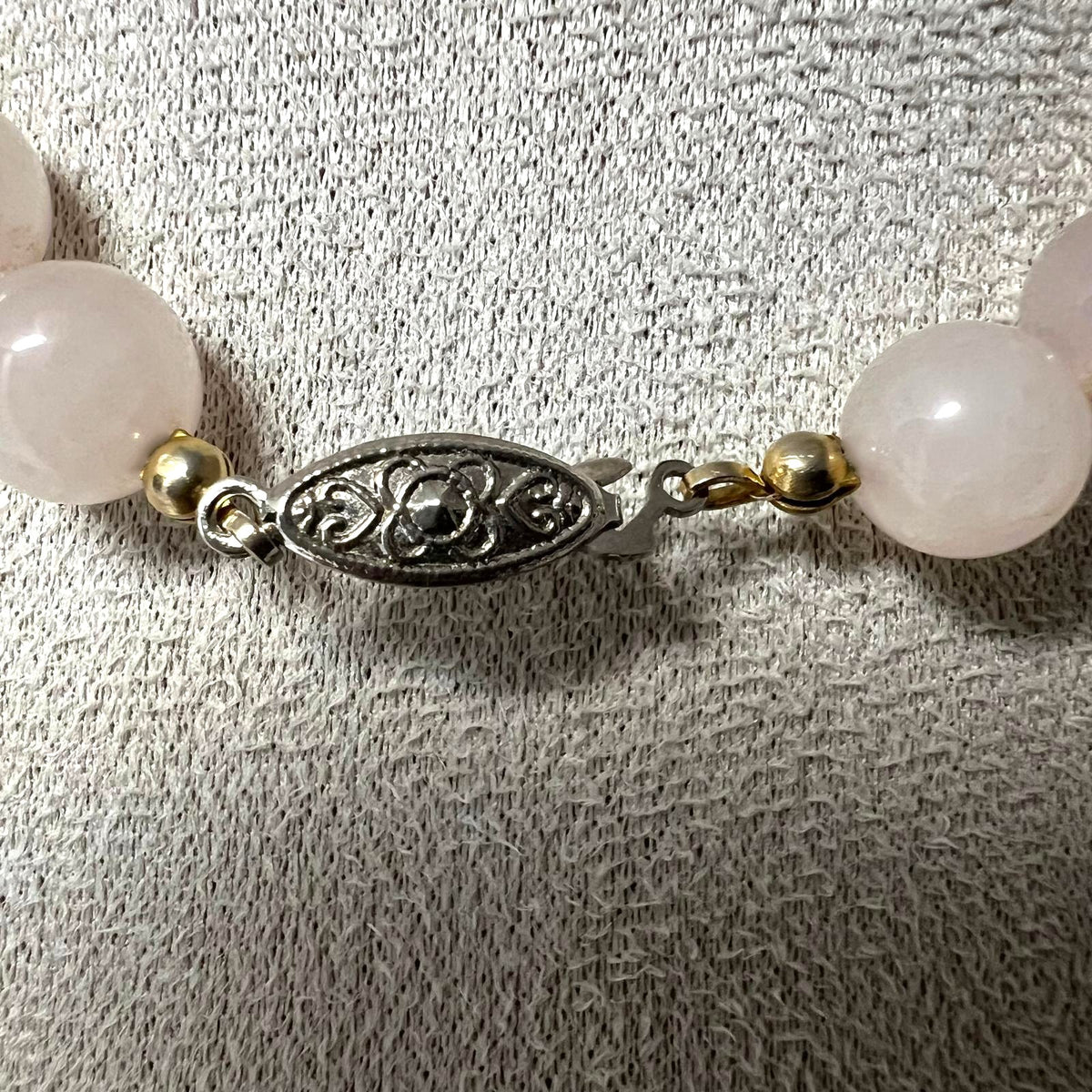 Art Deco Rosenquarz Opernkette 