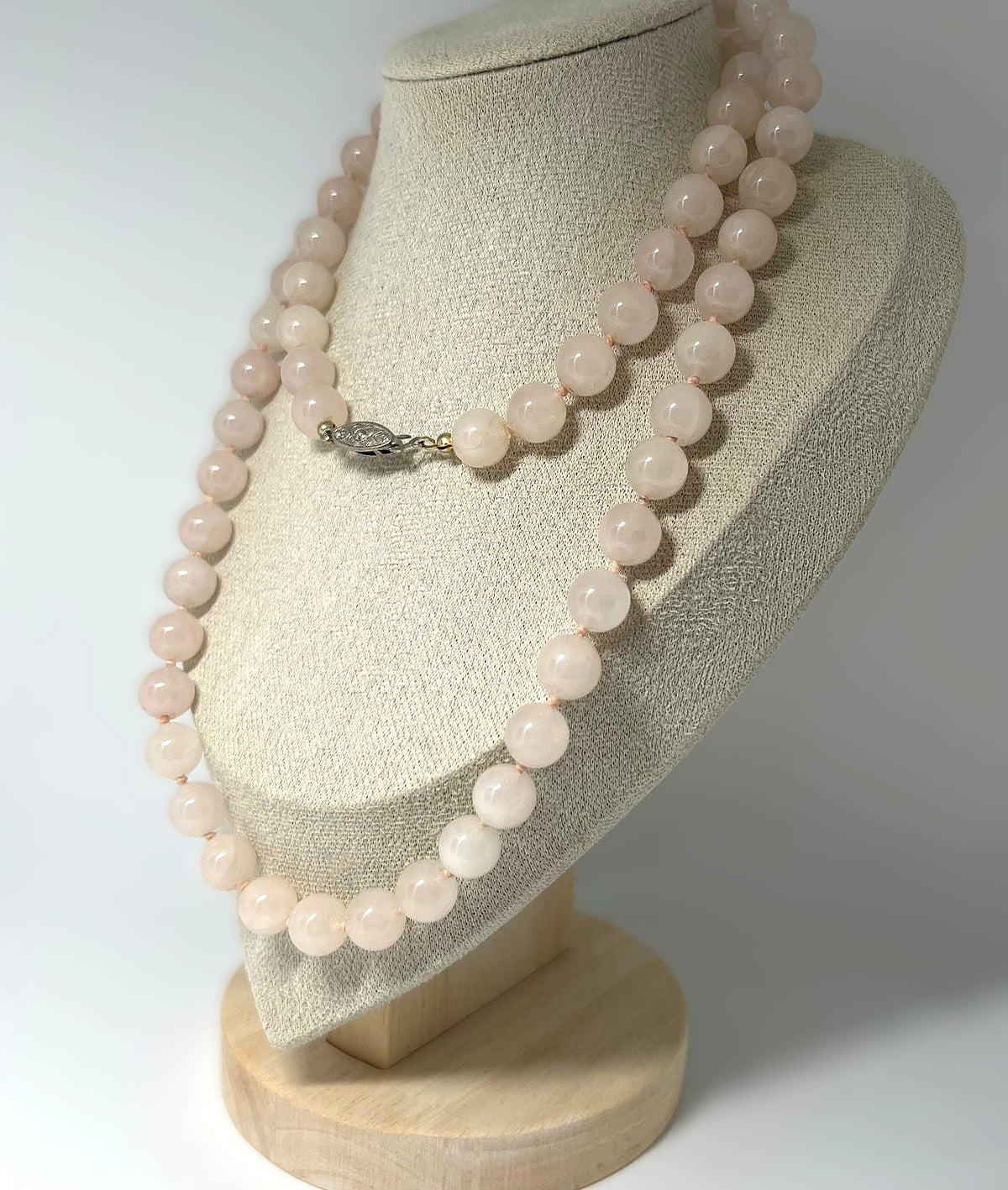 Art Deco Rosenquarz Opernkette 