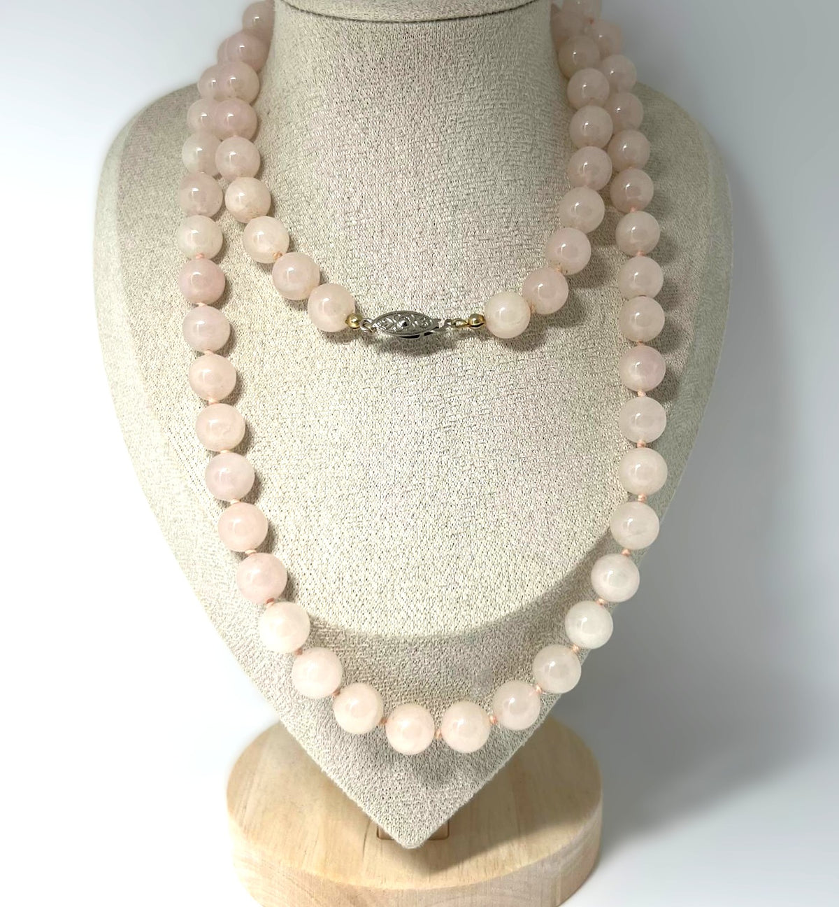 Art Deco Rosenquarz Opernkette 