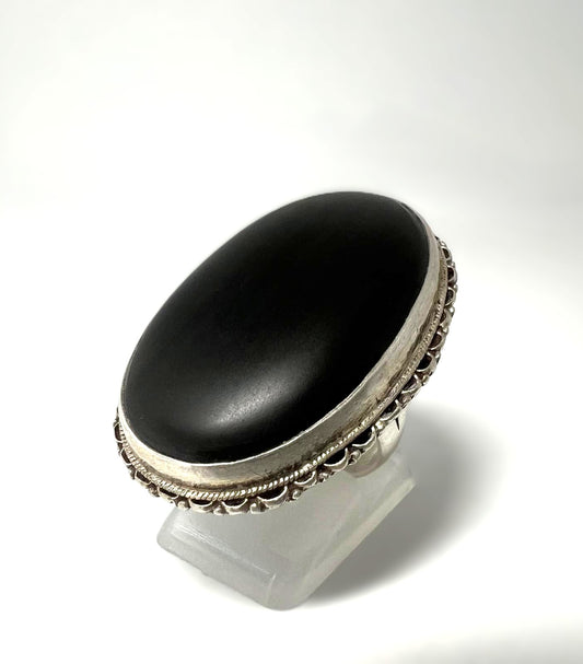 Vintage 925 Silber Onyx Ring 