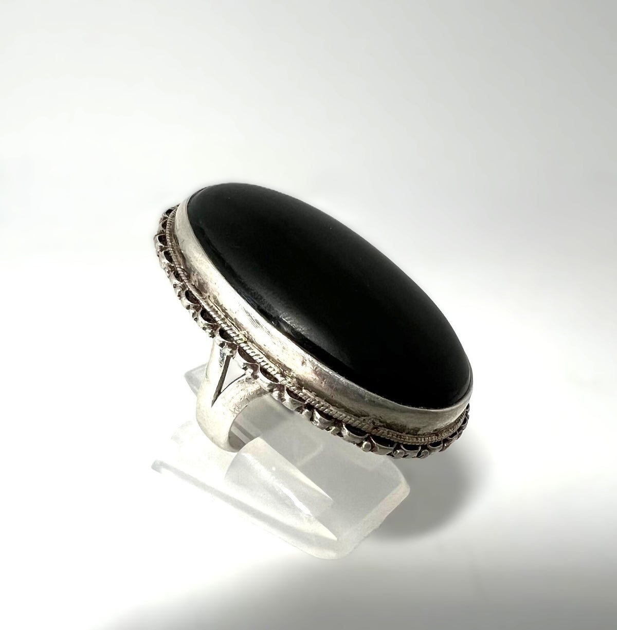 Vintage 925 Silber Onyx Ring 