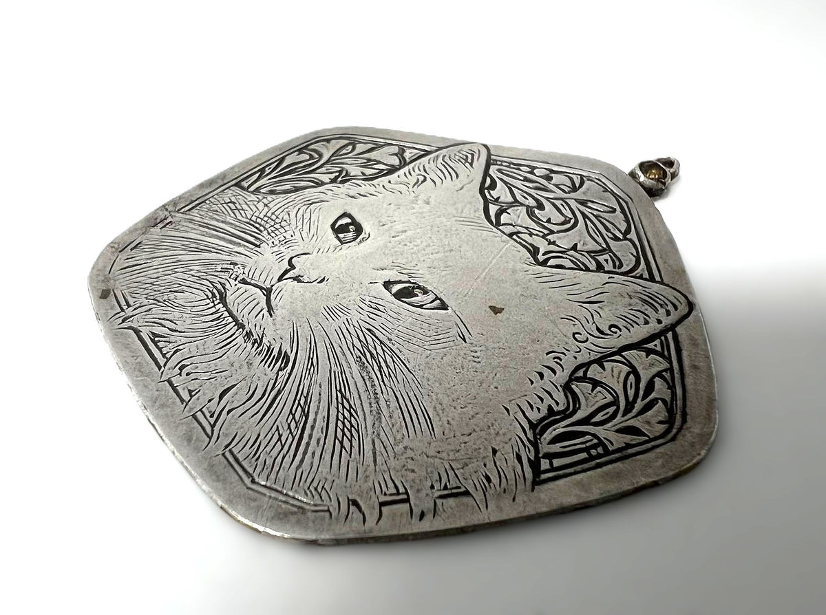 Vintage Silber Katzenanhänger