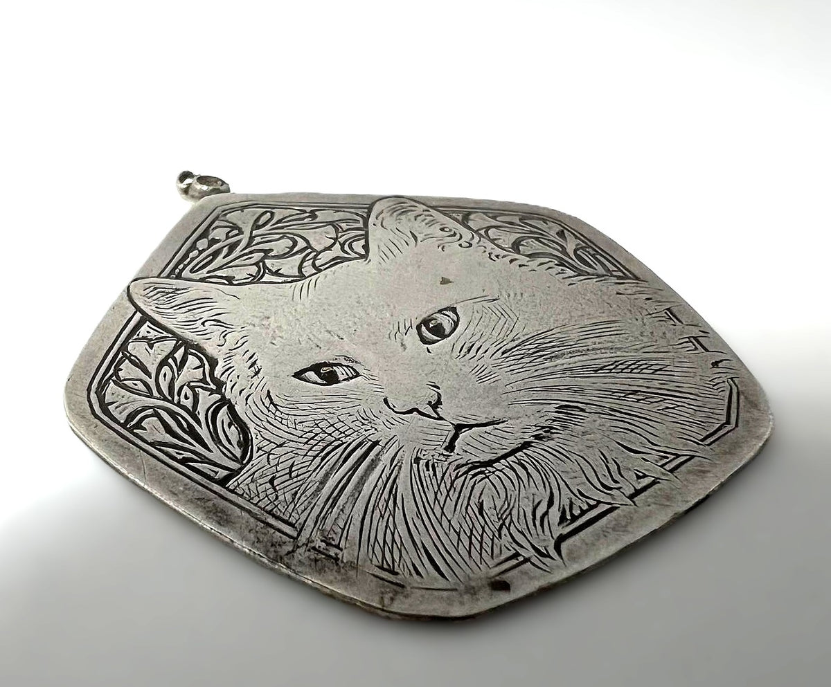 Vintage Silber Katzenanhänger