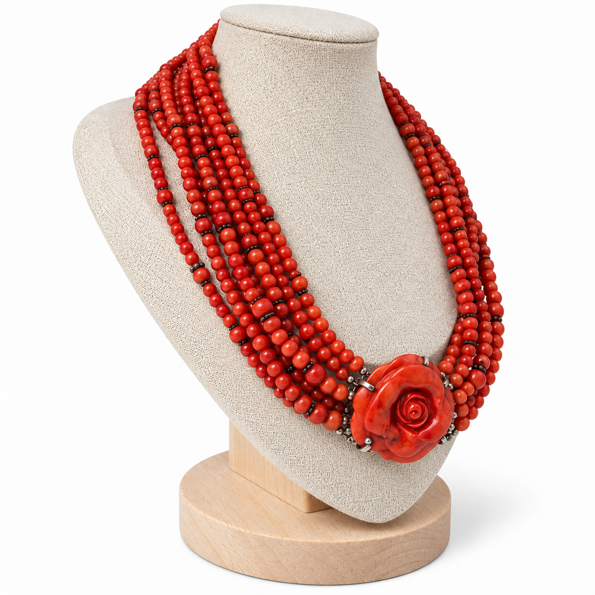 OroZen Italien – 7-reihiges Korallen-Collier