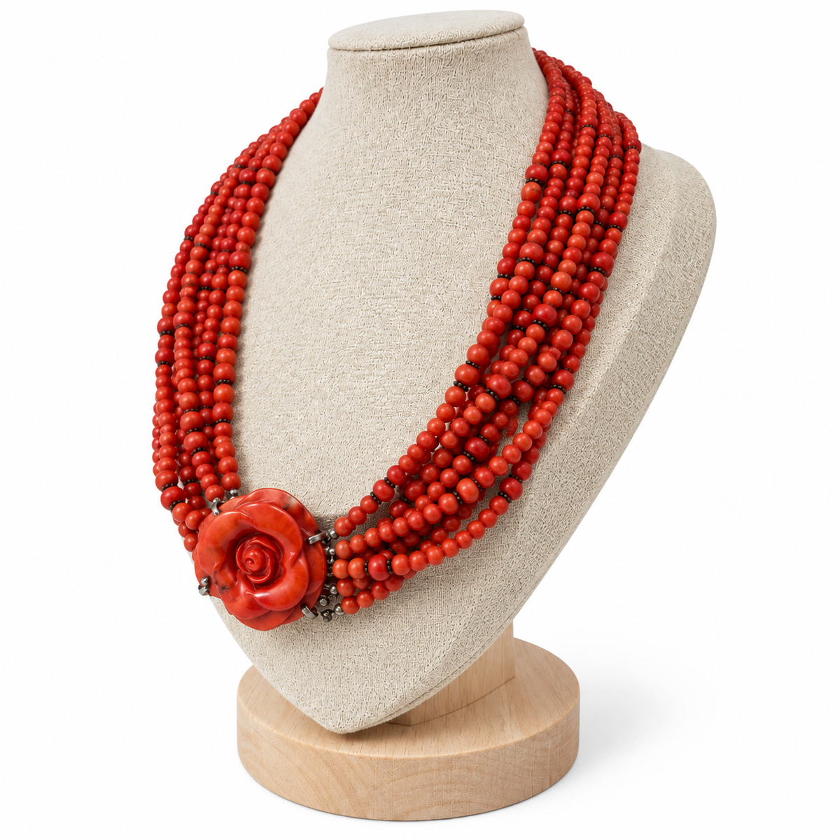 OroZen Italien – 7-reihiges Korallen-Collier