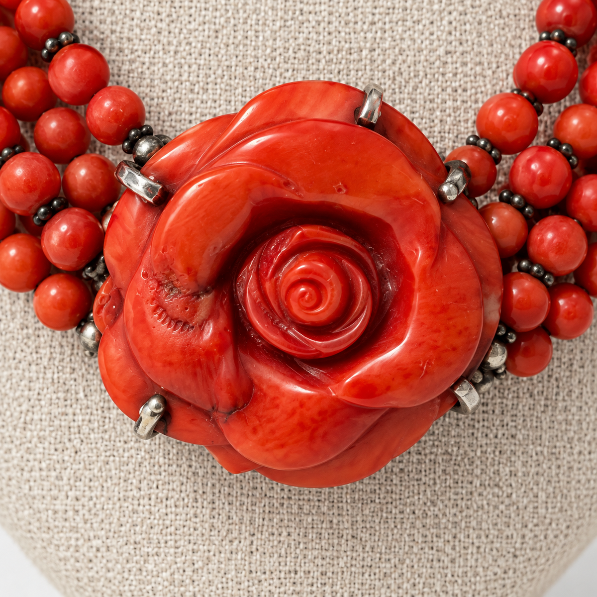 OroZen Italien – 7-reihiges Korallen-Collier