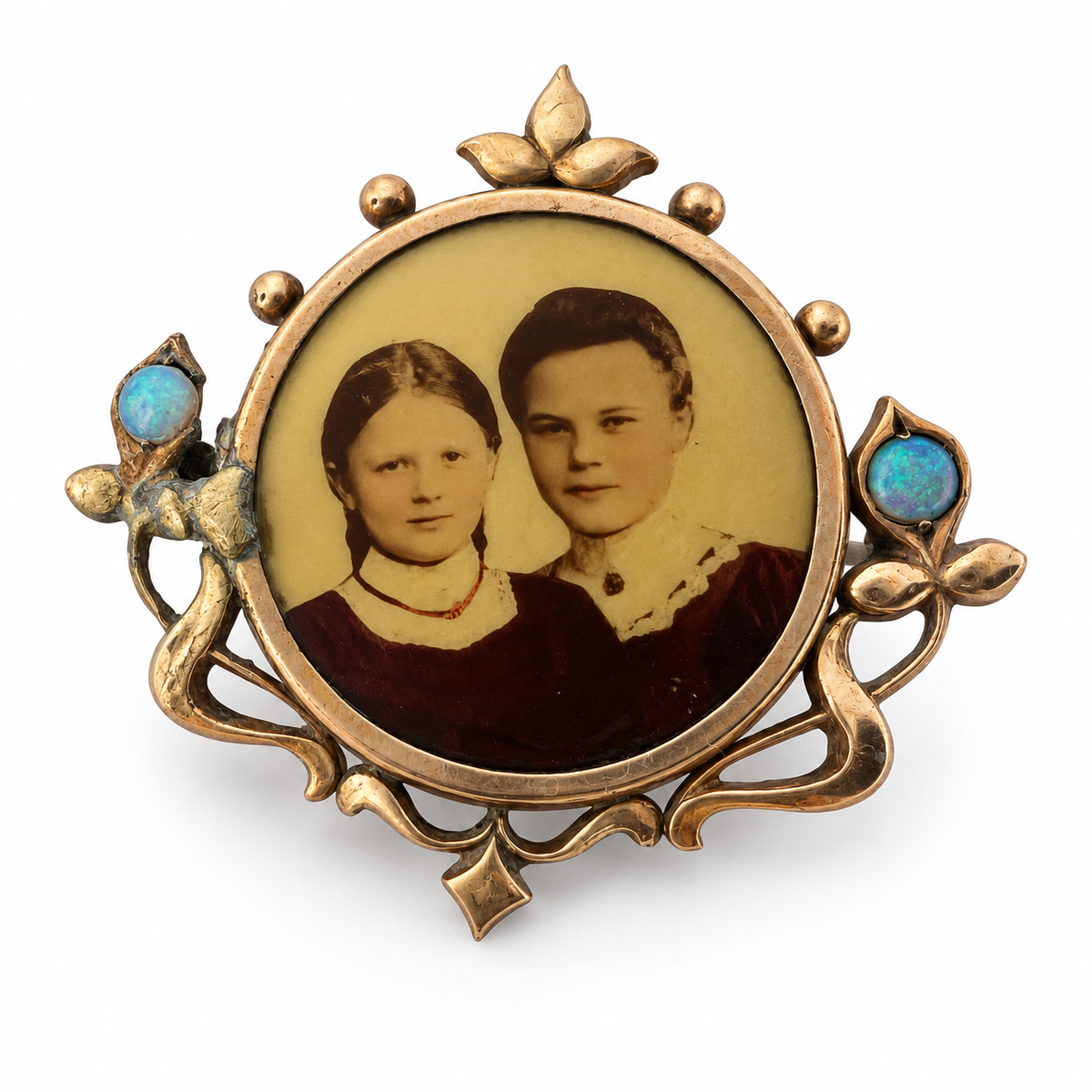 Antike Jugendstil Foto-Brosche 