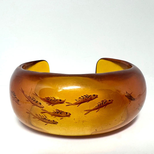 Vintage Carved Bakelite Fish Bangle 