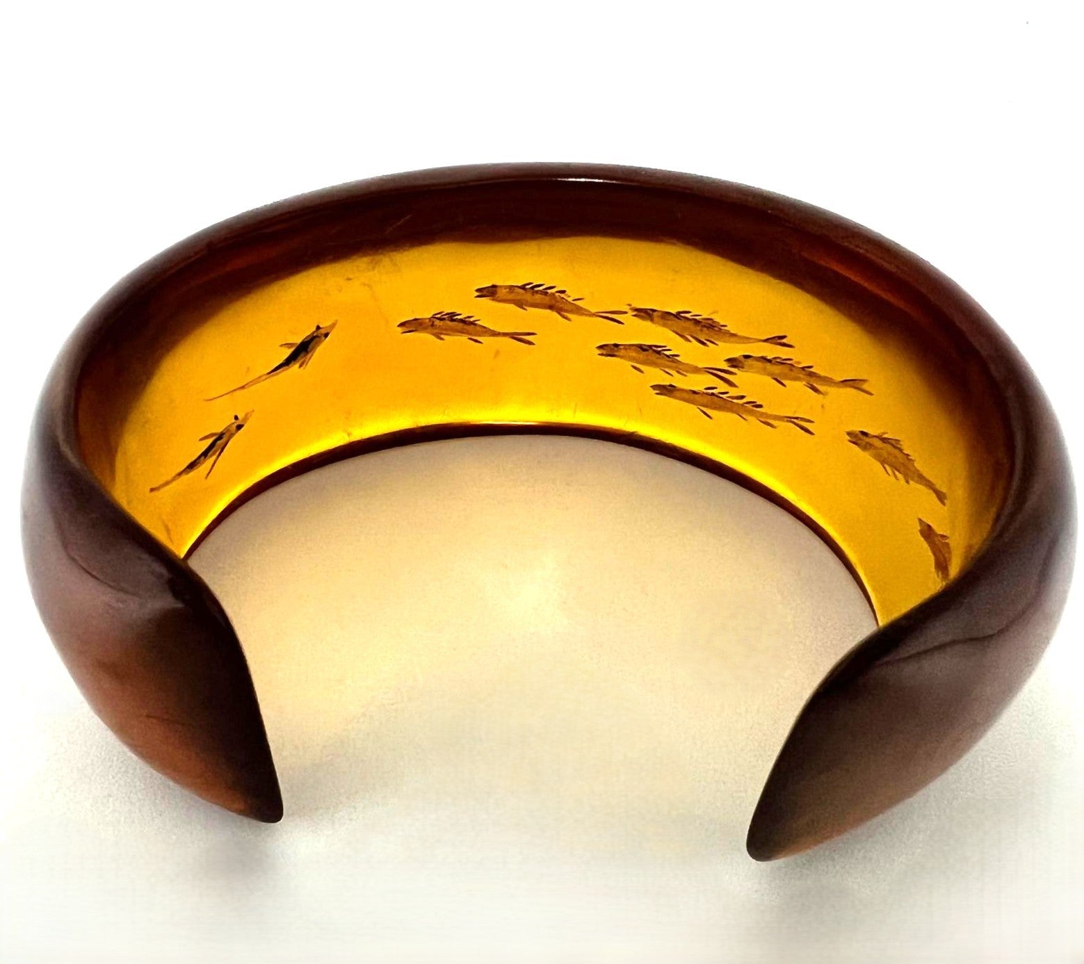 Vintage Carved Bakelite Fish Bangle 