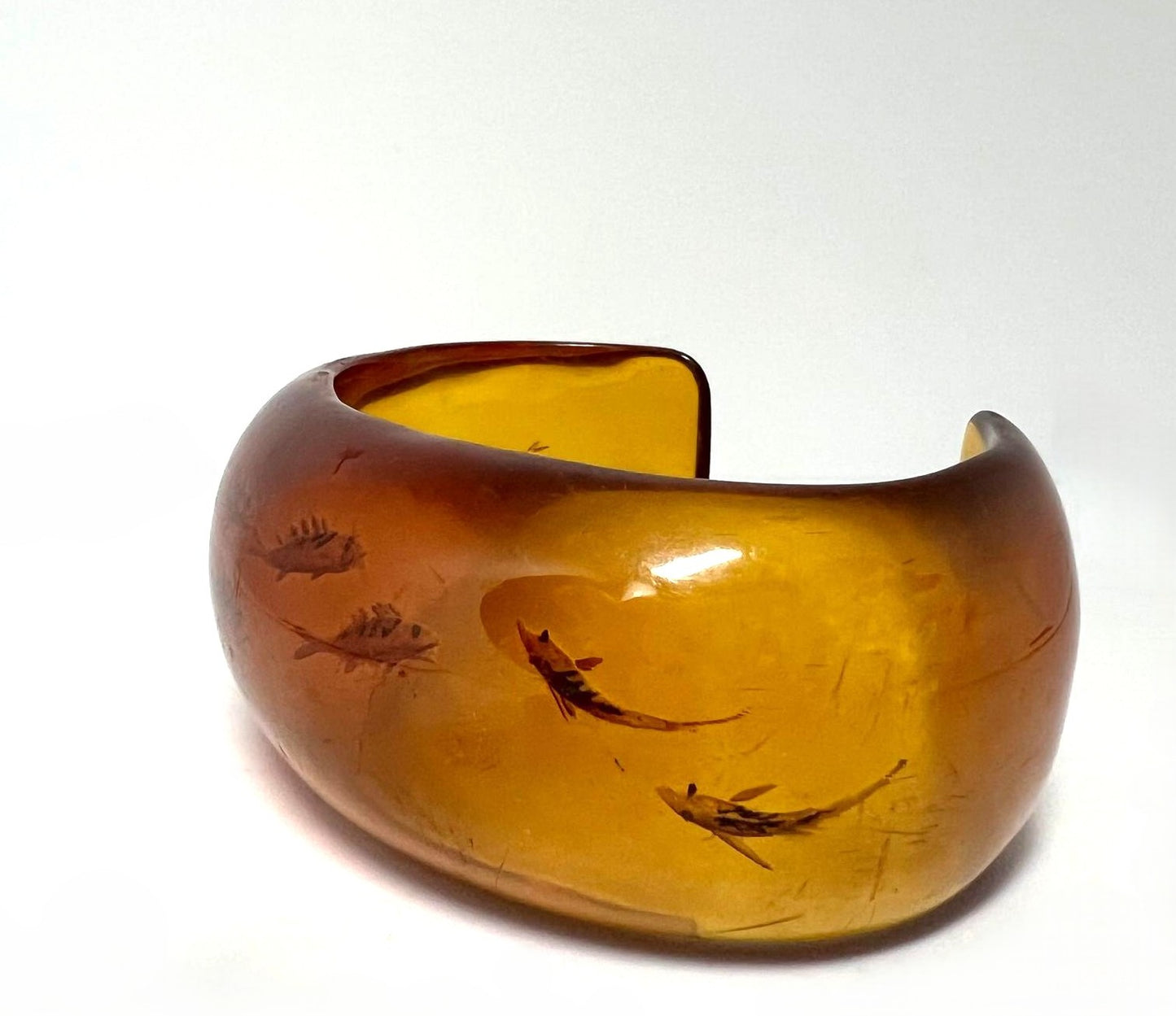 Vintage Carved Bakelite Fish Bangle 