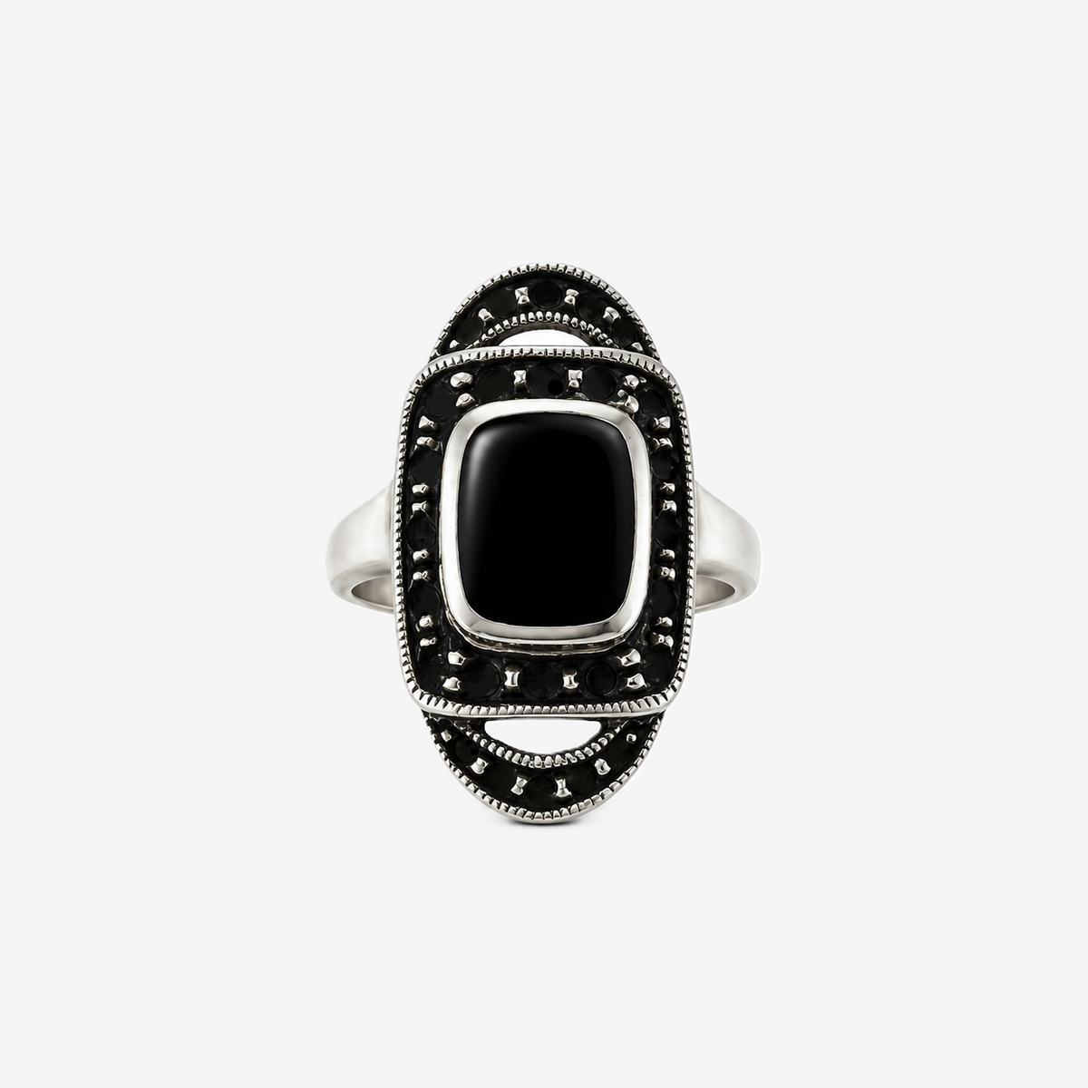 Vintage 925 Silberring mit schwarzem Onyx 