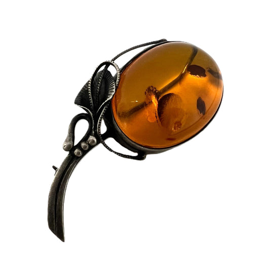 Antike Jugendstil Bernsteinbrosche 