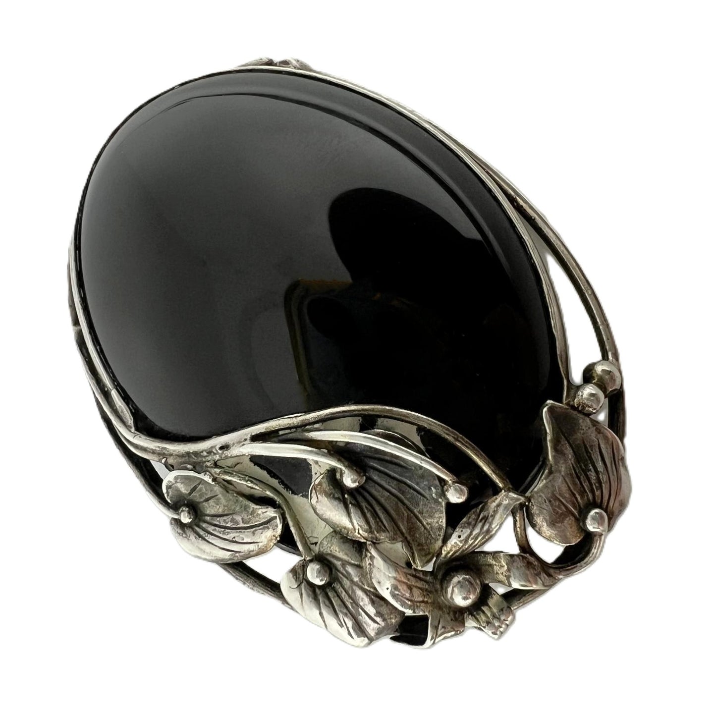  835 Silber Brosche mit schwarzem Onyx