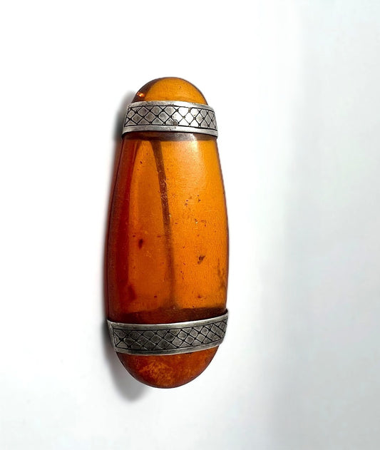 Jugendstil Bernstein Brosche 