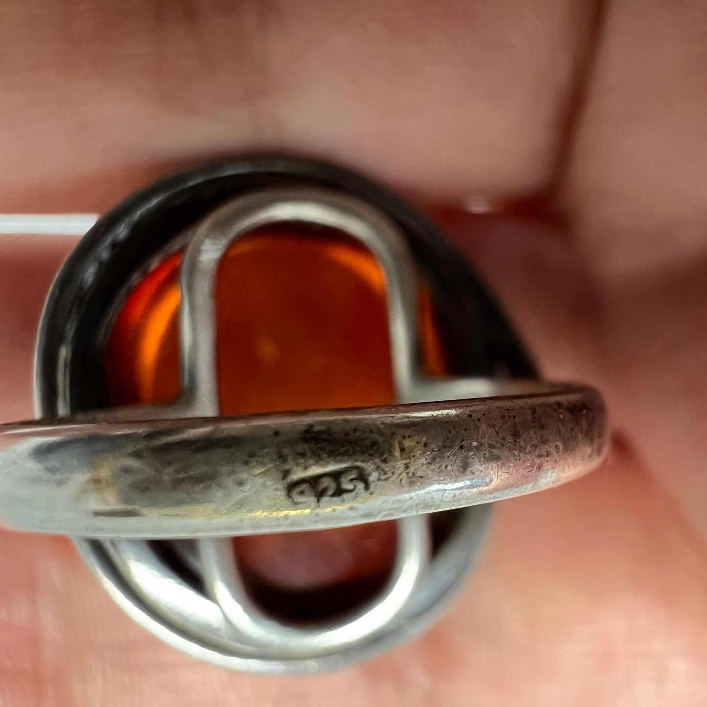 Antiker Bernsteinring 925 Silber –