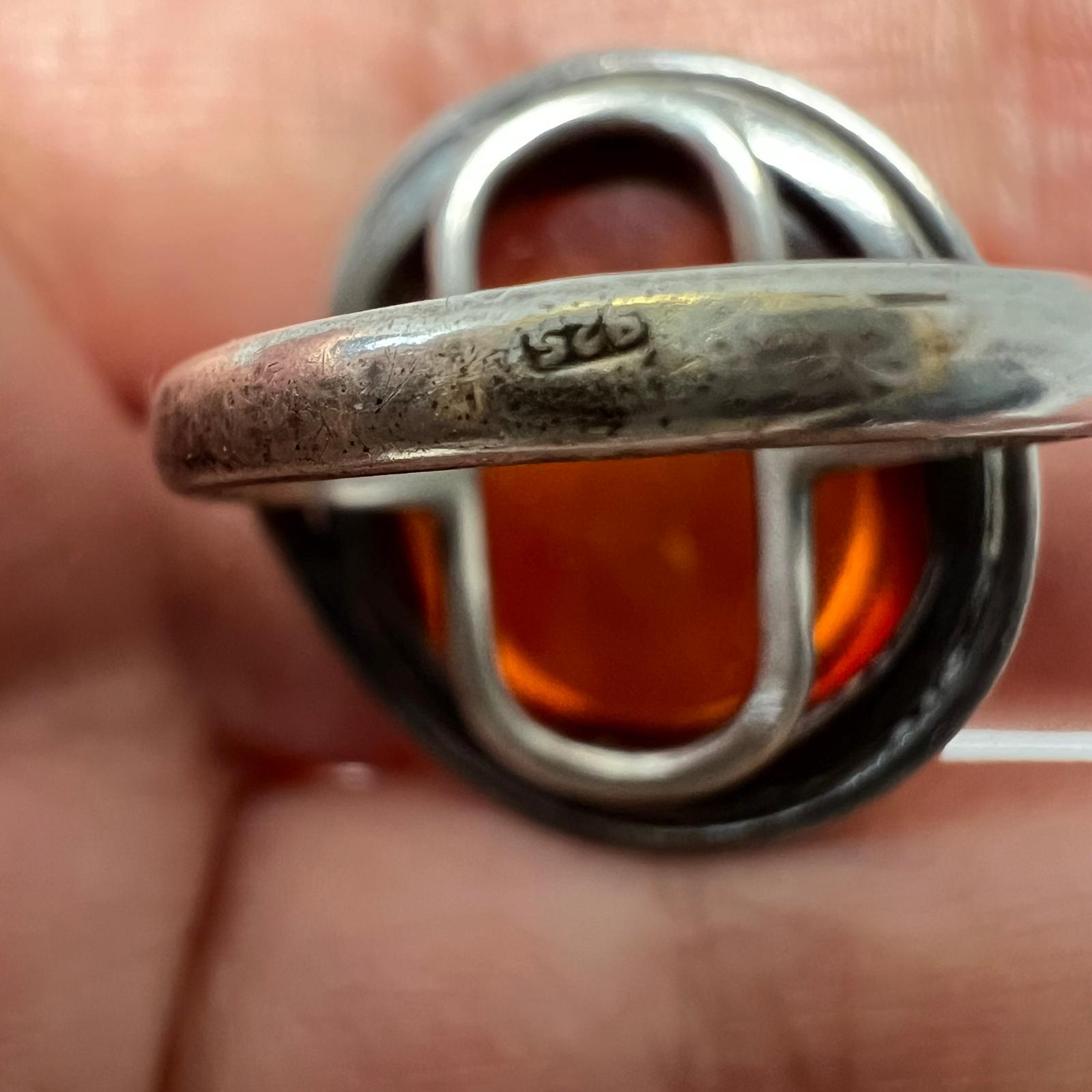 Antiker Bernsteinring 925 Silber –