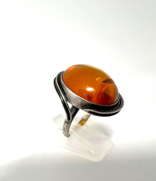 Antiker Bernsteinring 925 Silber –