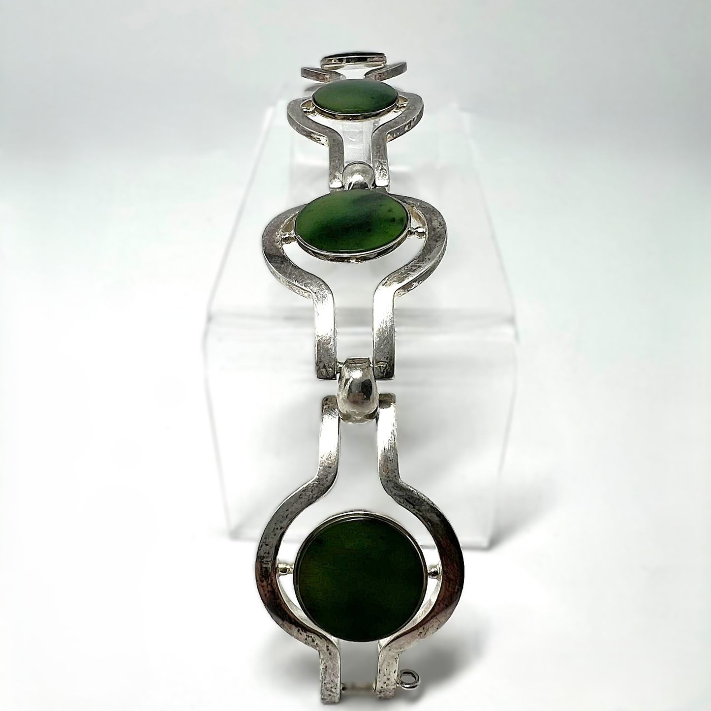 Vintage-Armband mit grüner Nephrit-Jade