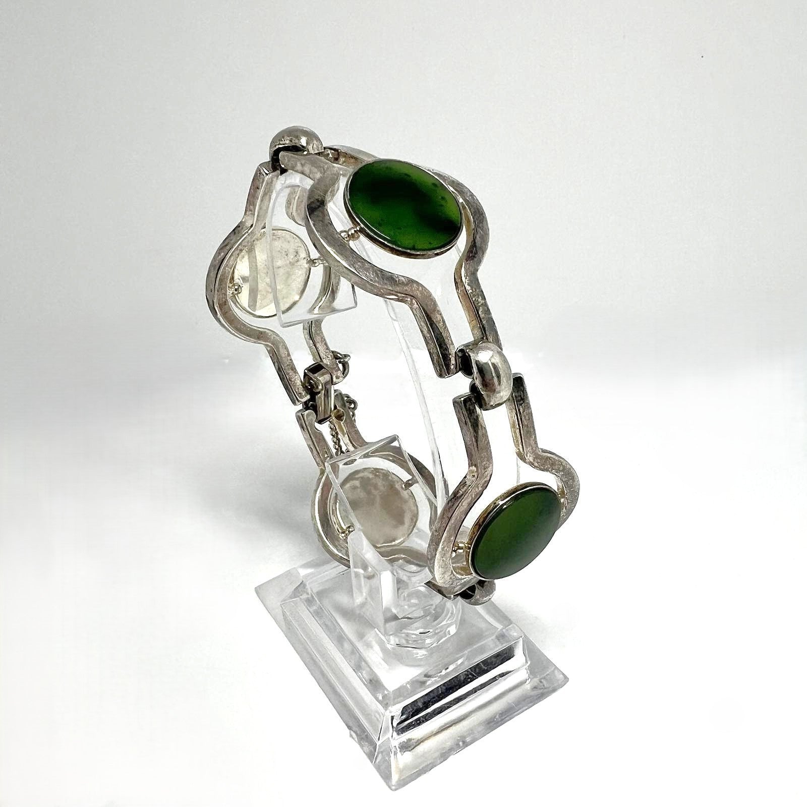 Vintage-Armband mit grüner Nephrit-Jade