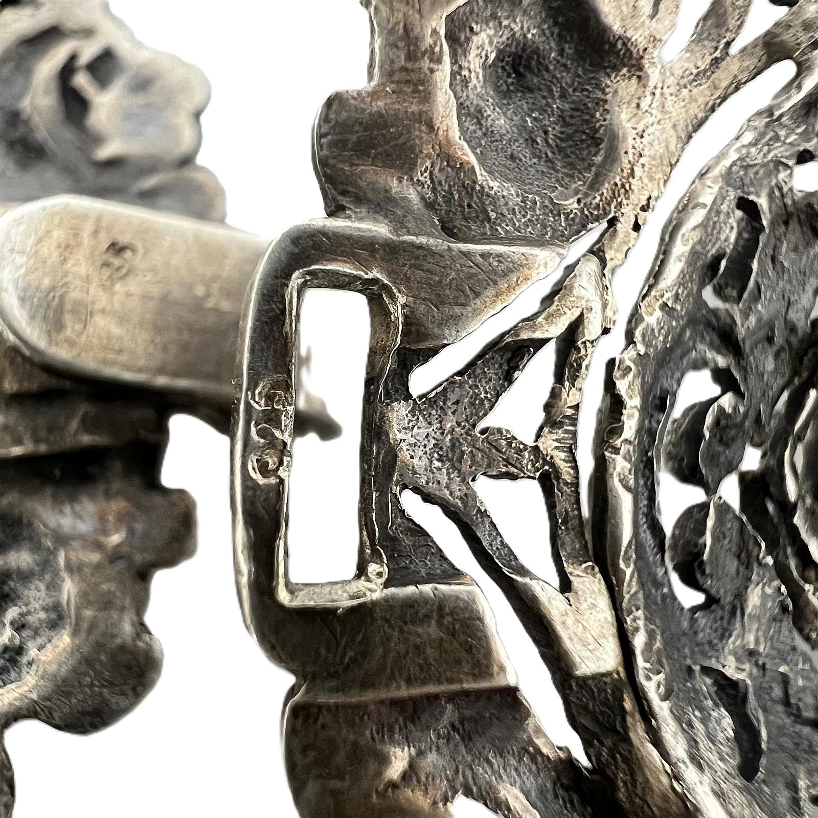 Antike Historismus 925 Silber Gürtelschnalle