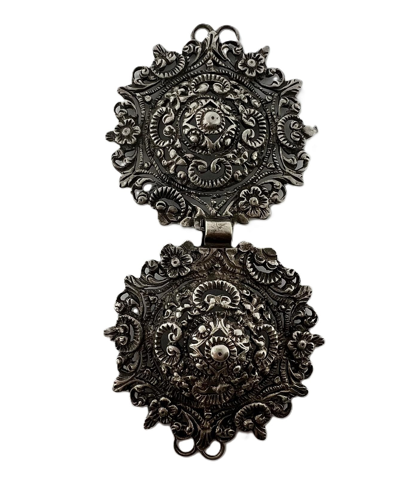 Antike Historismus 925 Silber Gürtelschnalle