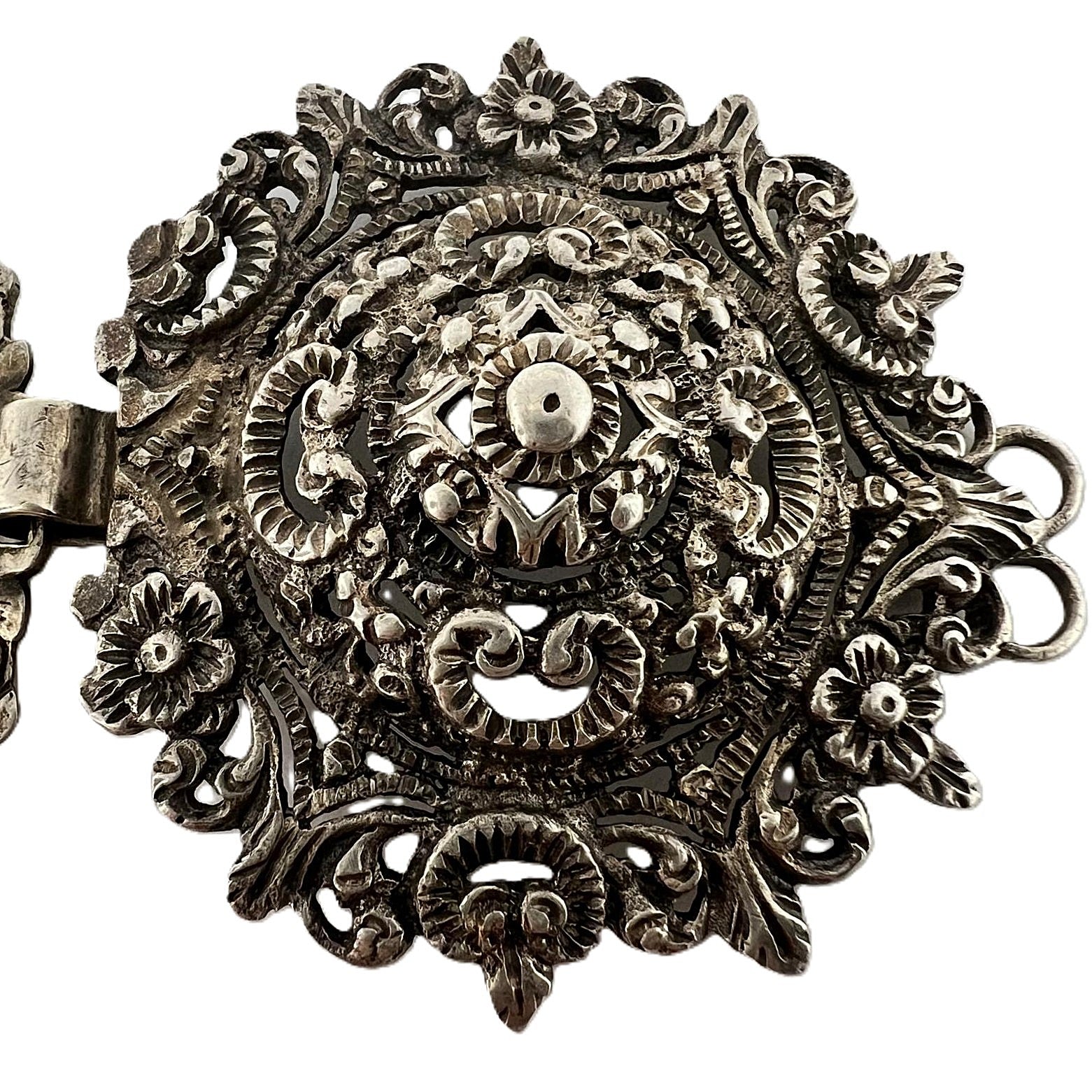 Antike Historismus 925 Silber Gürtelschnalle