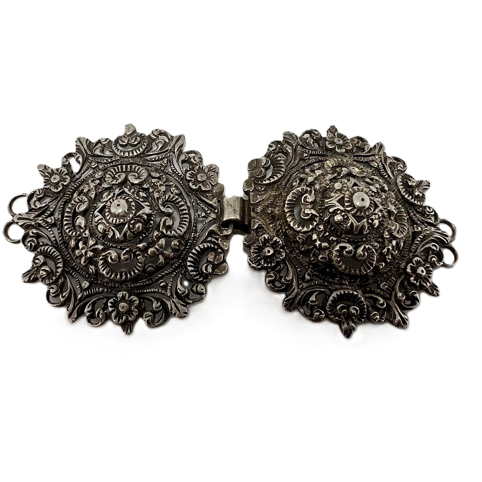 Antike Historismus 925 Silber Gürtelschnalle