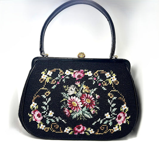 252-Vintage-Needlepoint-Floral-Handbag-