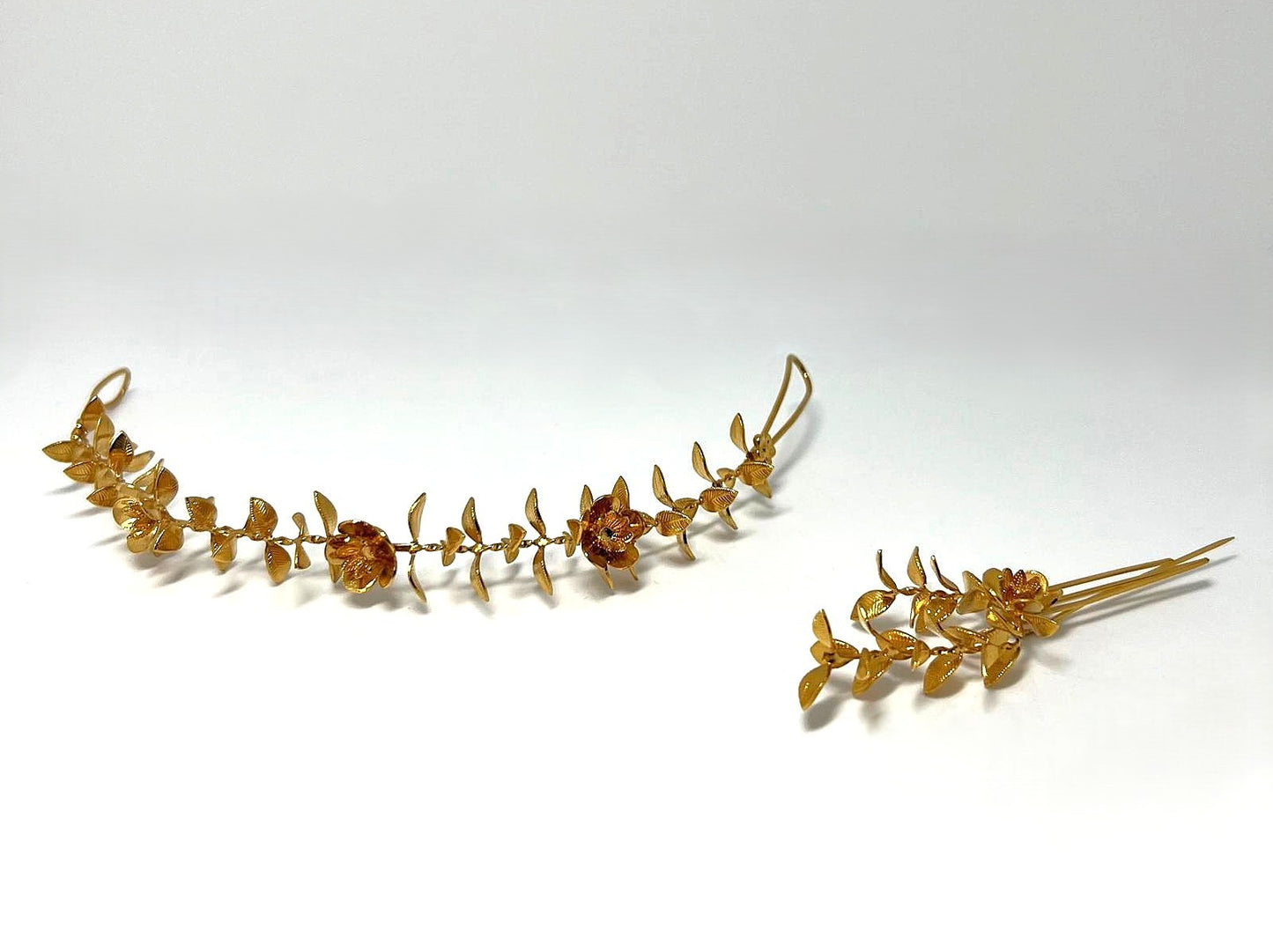  antike vergoldete Haarkrone mit Haarnadel