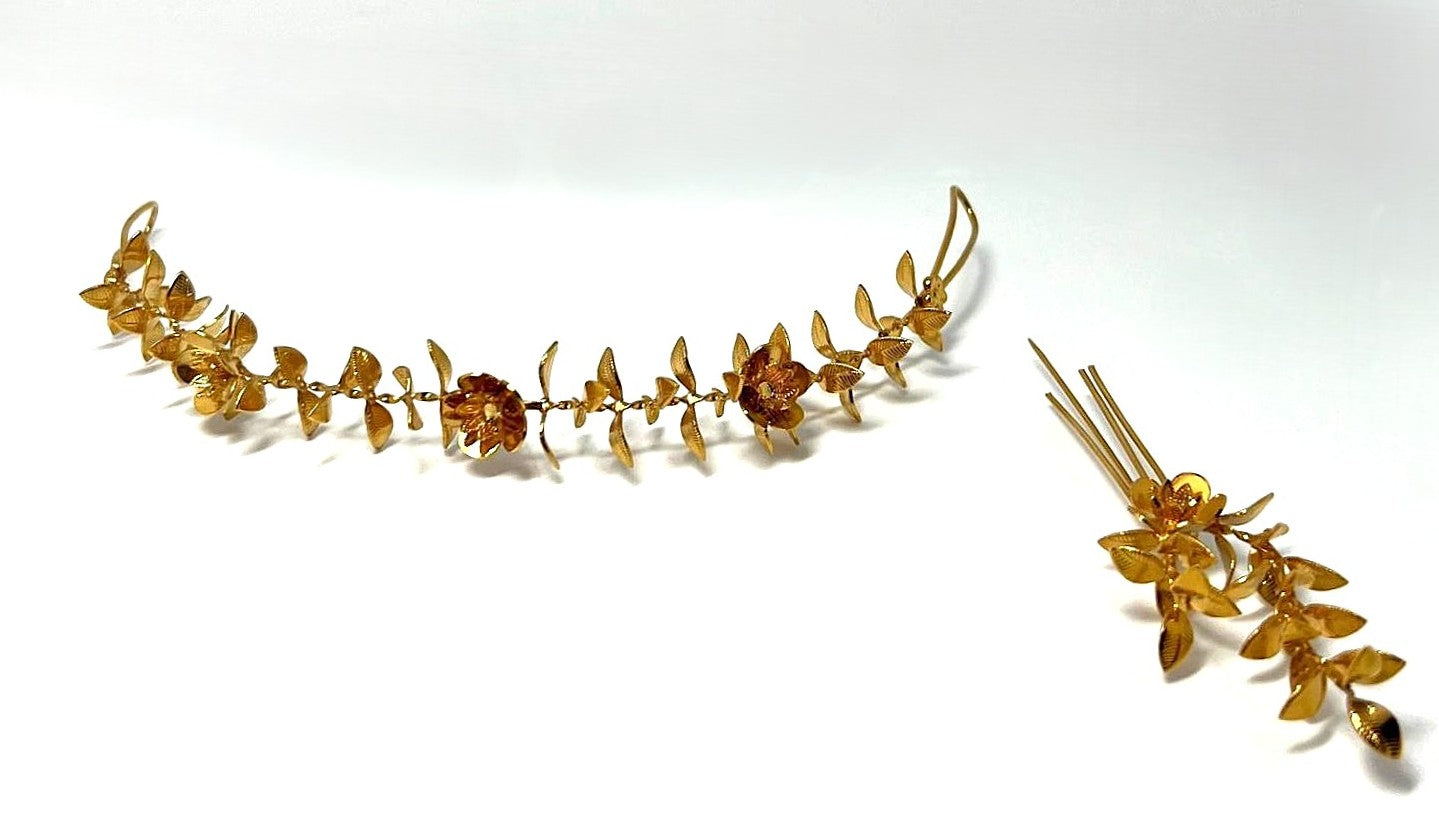  antike vergoldete Haarkrone mit Haarnadel