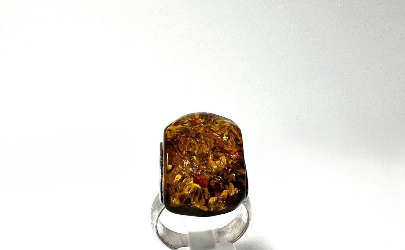 925 Silber Bernstein Ring 