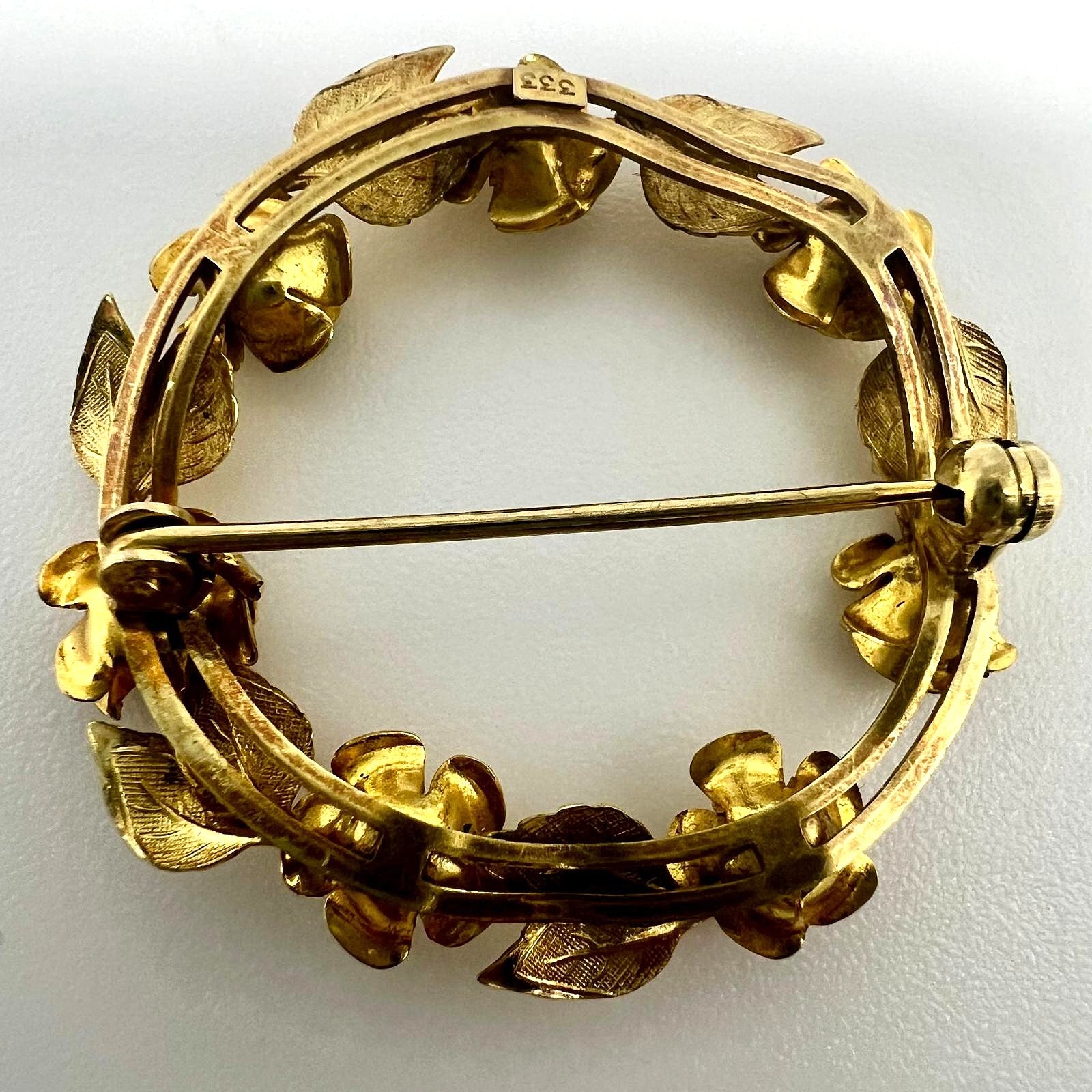 333 Gold Brosche mit Rosen 